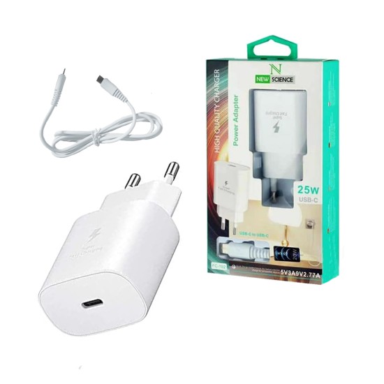 Carregador New Science FC-102 com Cable Tipo-C 25W Branco